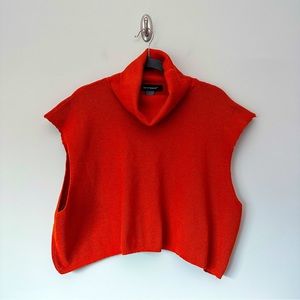 Ashley Stewart Orange Cowl Neck Sleeveless Sweater Poncho